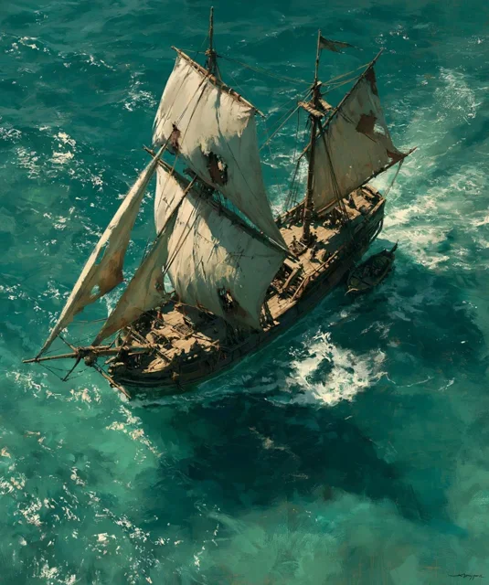 航海海景插画航海海洋日历背景图高清素材1136