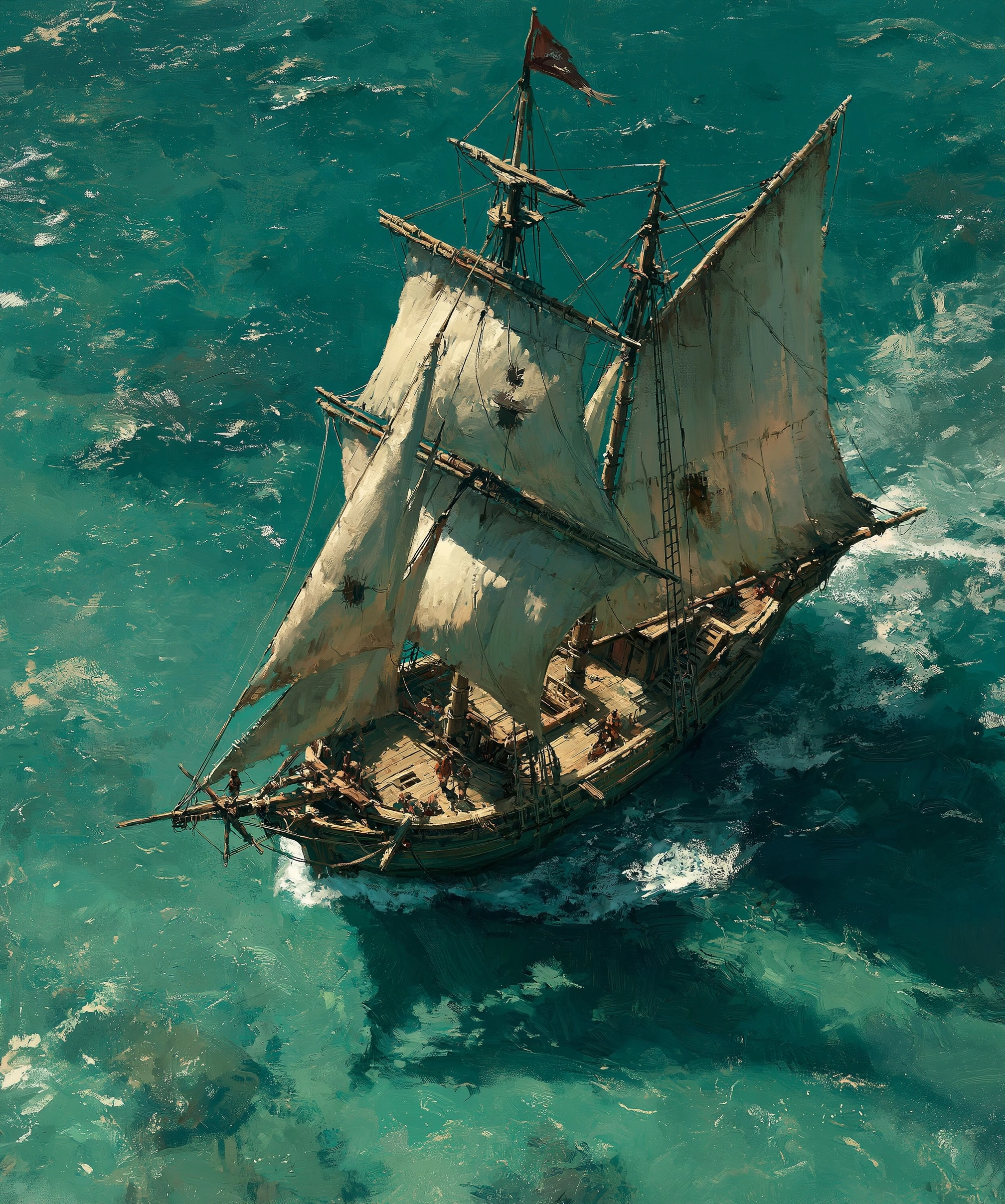 航海海景插画航海海洋日历背景图高清素材1139