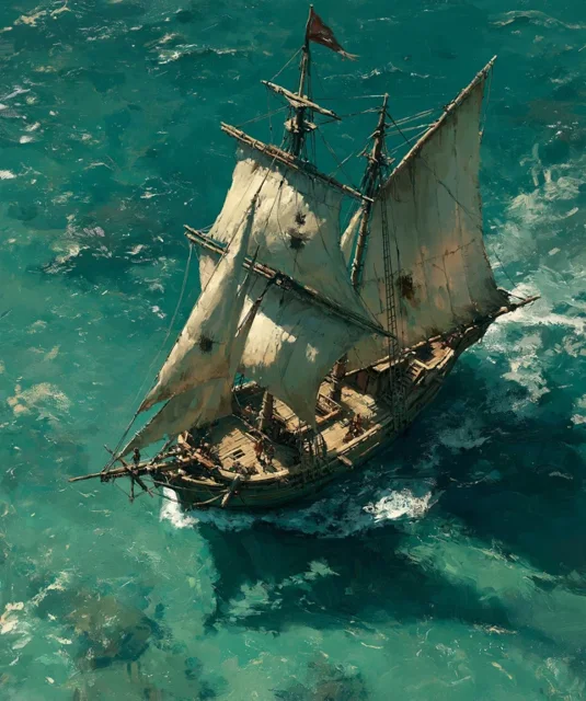 航海海景插画航海海洋日历背景图高清素材1139