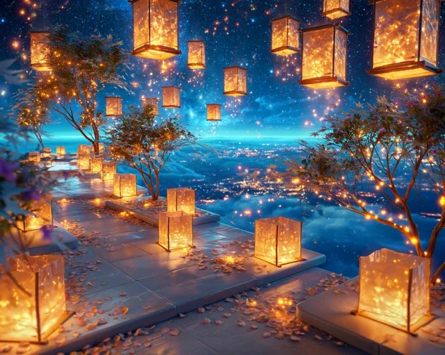 浪漫夜空森林树木日历背景图高清素材273