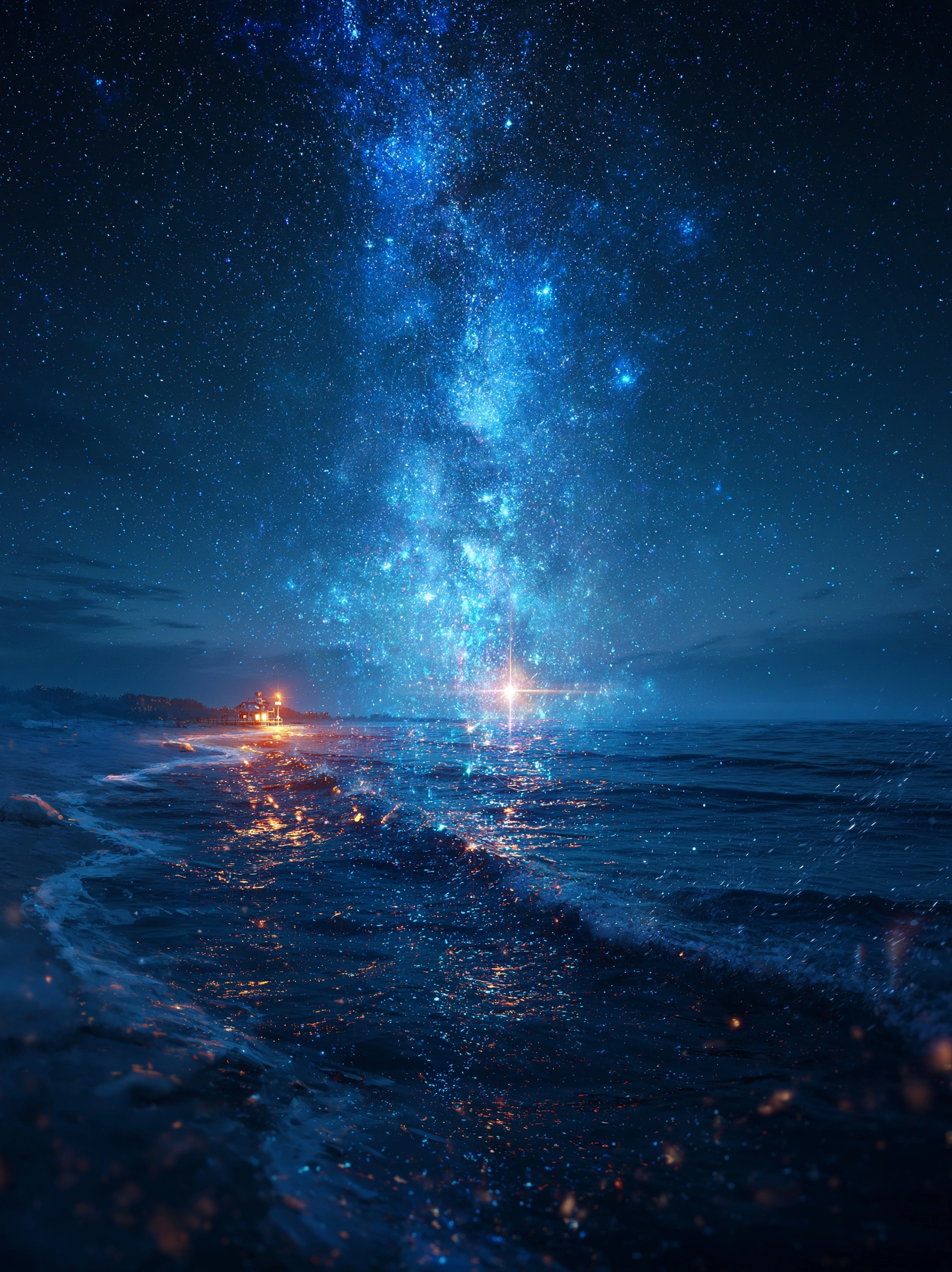 星空银河海景动漫日历背景图高清素材140