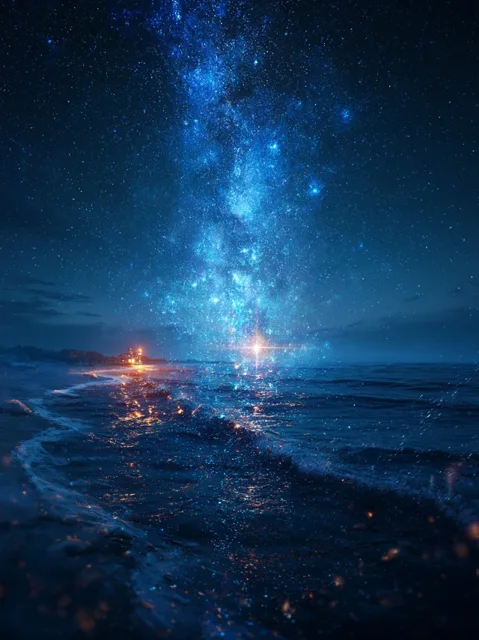 星空银河海景动漫日历背景图高清素材140