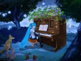弹钢琴的初音少女