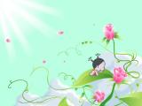 玫瑰花瓣上的小破孩