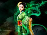 绿色服饰的古装美女