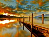 唯美夕阳湖泊