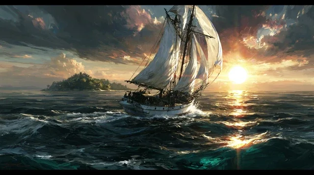 航海海景日落天空云景日历背景图高清素材1154