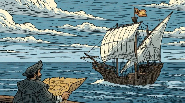 航海海景漫画航海海洋日历背景图高清素材1141