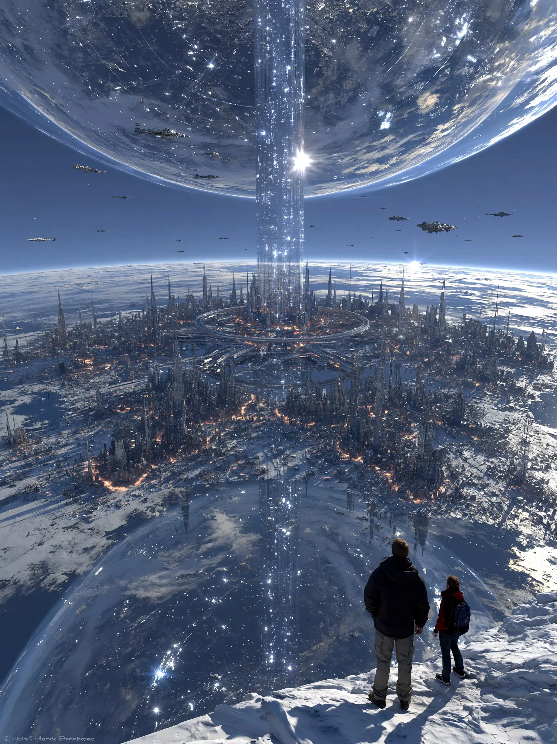 科幻城市森林天空云景日历背景图高清素材360