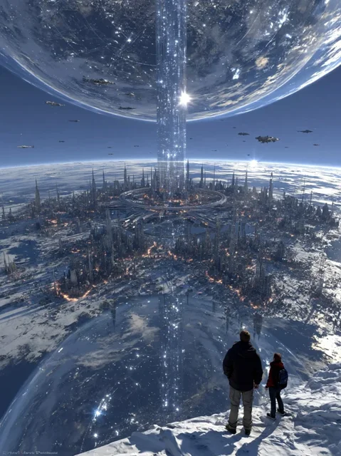 科幻城市森林天空云景日历背景图高清素材360