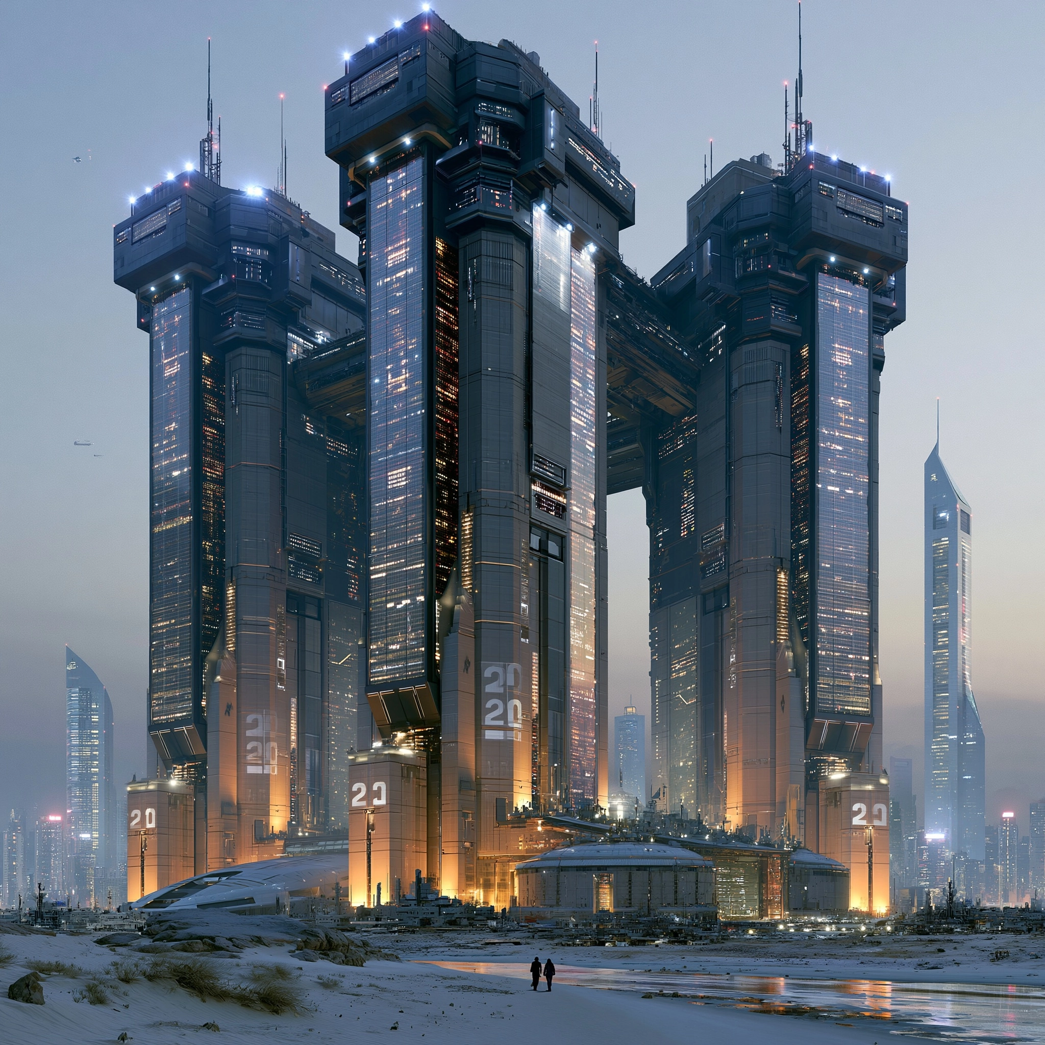 科幻建筑未来感城市建筑日历背景图高清素材372