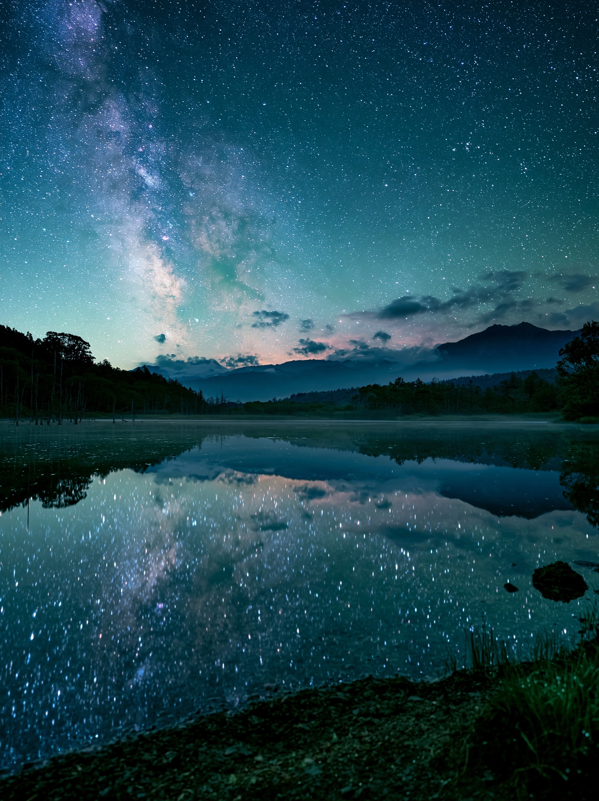 星空树木天空云景日历背景图高清素材158