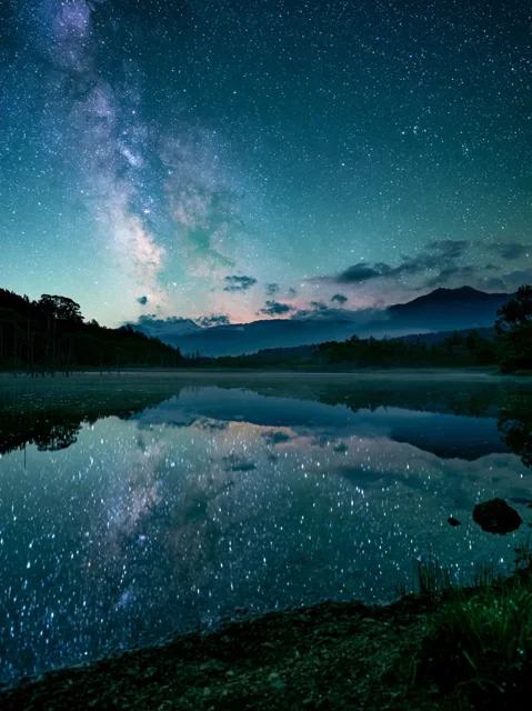 星空树木天空云景日历背景图高清素材158