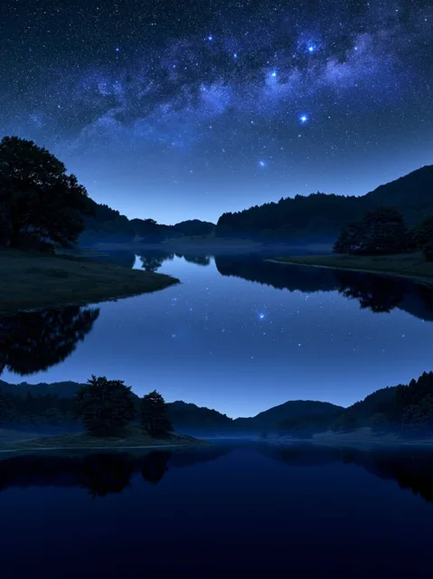 星空树木天空云景日历背景图高清素材157
