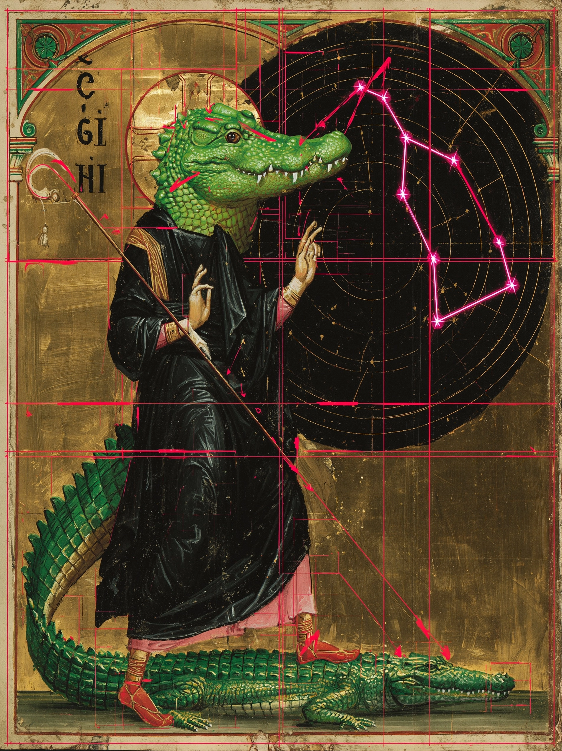 星座艺术早期拜占庭中世纪艺术新艺术运动镶板日历背景图高清素材385