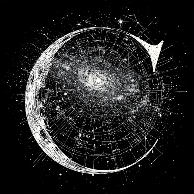 星座极简设计字母C作为首字下沉背景为黑色上散布的星日历背景图高清素材391