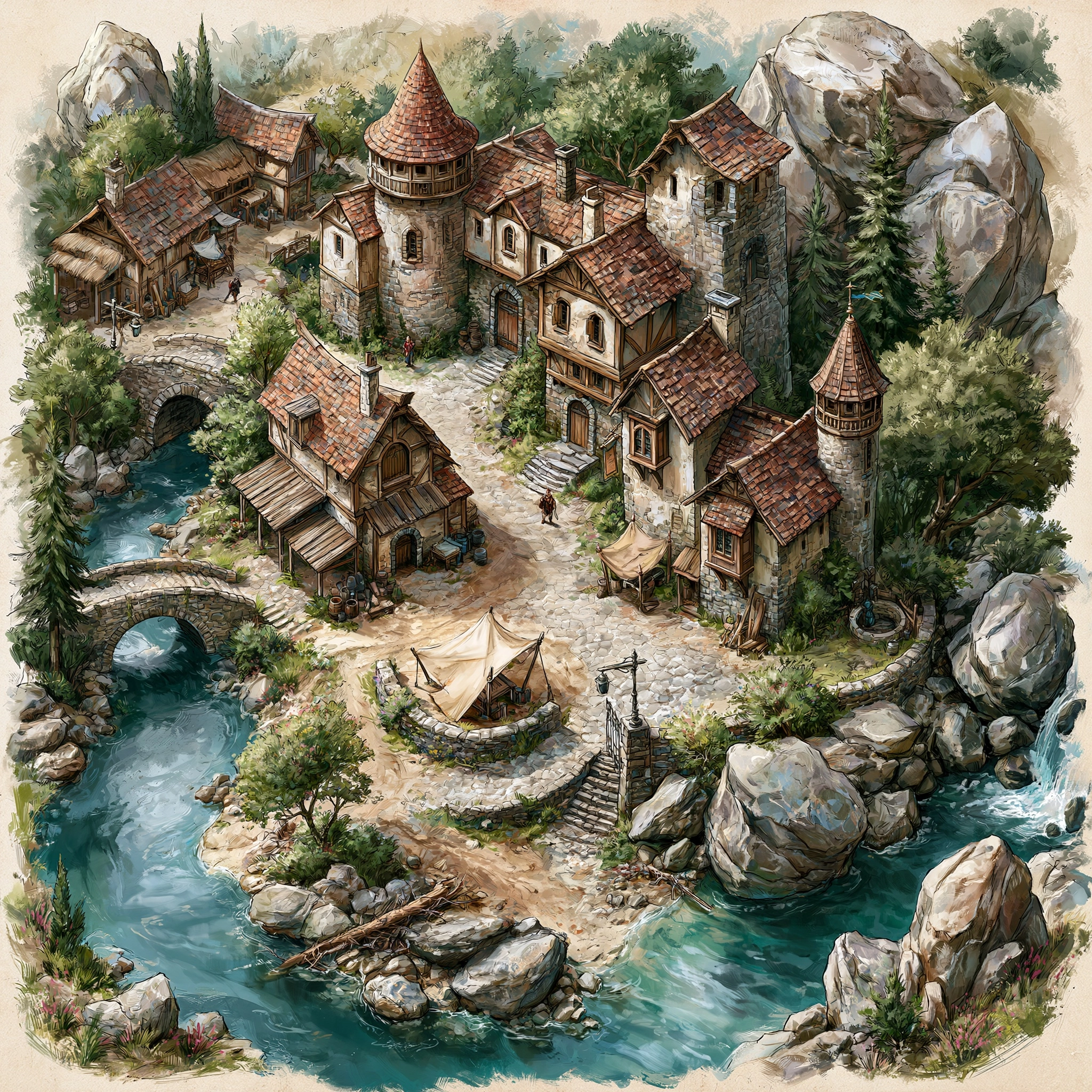 游戏建筑河流奇幻日历背景图高清素材139